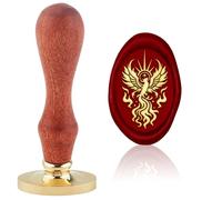 Hobbspring Phoenix Wax Seal Stamp Replaceable Envelopes DIY Seal Stamp Vintag Sun Oval Brass Head Wooden Handle for Back to School Birthday Party Invitation Card Wine Packages Back to School