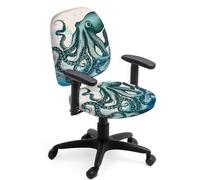 Hobbspring Polyester Office Chair Cover 2pcs Octopus Print Chair Covers Ocean Animal Stretchable Chair Covers Anti-Dust Chair Protective Slipcover for Universal Desk Rotating Chair,Computer Chair