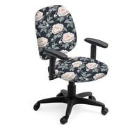 Hobbspring Polyester Office Chair Cover Set 2pcs Blooming Flowers Chair Covers Peony Flower Stretchable Chair Covers for Universal Desk Rotating Chair,Computer Chair Office Gifts