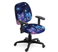 Hobbspring Polyester Office Chair Cover Set 2pcs Galaxy Cat Print Chair Covers Cat with Star Stretchable Chair Covers for Universal Desk Rotating Chair,Computer Chair Office Gifts
