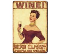 Hobbspring Pubs Metal Tin Sign Wine Modern Human Tin Sign Decor Coffee Kitchen Bars Iron Wall Art Decoration Red Dress Happy Life HOW CLASSY PEOPLE GET WASTED