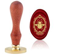 Hobbspring Retro Beetle Wax Seal Stamp Replaceable Envelopes DIY Seal Stamp Vintag Insect Oval Brass Head Wooden Handle for Gift Wrap Birthday Party Invitation Card Packages Back to School