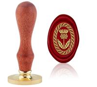 Hobbspring Thistle Wax Seal Stamp Replaceable Envelopes DIY Seal Stamp Vintag Flower Oval Brass Head Wooden Handle for Gift Wrap Birthday Party Invitation Card Wine Packages Back to School