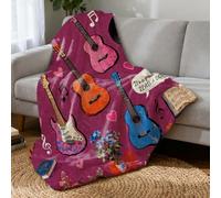 Hobbspring Throw Blanket Guitars Floral Soft Flannel Blanket For Bed Sofa Funny Books Cat Butterfly Super Warm Adults Teen Blankets for Home Decor Red Orange 150 * 130cm/59 * 51in