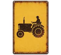 Hobbspring Tractor Silhouette Tin Signs for Balcony Vintage Car Human Iron Wall Art Decorations Pubs Hotel Metal Sign Special Yellow Background Garden Kitchen Bars Decro