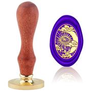 Hobbspring Vintage Devil Eye Wax Seal Stamp Moon Cloud Sealing Wax Stamps 30x20mm Oval Removable Brass Stamp Head with Wood Handle for Back to School Envelopes Invitation Gift Packages Decor