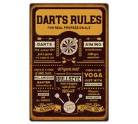 Hobbspring Vintage Metal Tin Sign Retro Dart Rules Tin Sign Rust Look Always Score 180 darts Metal Signs for Home Decorative Poster for Games Room Men Cave Cafes Bars Pubs Wall Decor 20x30cm