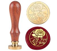 Hobbspring Vintage Rose Wax Seal Stamp Hand Holding Rose Sealing Wax Stamp 30mm Removable Brass Stamp Head with Wooden Handle for Envelopes Invitations Wedding Embellishment Decoration Back to School