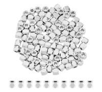 Hobbspring100Pcs 925 Sterling Silver Plated Spacer Beads 2mm Faceted Spacer Beads Metal Cube Loose Beads Tiny Brass Bead for Ring Necklace Earring Bracelets Making