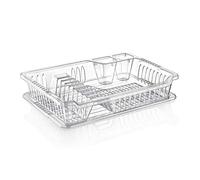 Hobby Clear Medium Plastic Dish Drainer Plate and Cutlery Rack with Drip Tray