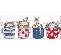Hobby Components Tea Cup Cats Counted Cross Stitch Kit