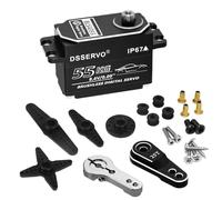 Hobby Fans 55kg Low Profile Brushless Servo with 2PCS 25T Servo Horn All Metal IP67 Waterproof Digital Servo High Torque Fast Steering Servo for 1/8 1/10 1/12 1/14 RC Car, 180°