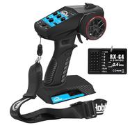 Hobby Fans RC Radio System 4CH 2.4G RC Transmitter with Receiver and Lanyard Anti-Jamming Remote Controller for RC Car Crawler Boat, Blue
