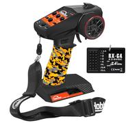 Hobby Fans RC Radio System 4CH 2.4G RC Transmitter with Receiver and Lanyard & Sweat Absorbed Non-Slip Band Anti-Jamming Remote Controller for 1/10 1/12 1/14 1/16 1/18 1/24 RC Car Crawler Boat, Orange