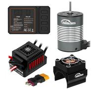 Hobby Fans Waterproof S3650 4300KV Brushless Motor 3.175mm Shaft with 60A Brushless ESC Electric Speed Controller Combo Set with Heatsink and Programming Card for 1/10 Remote Control Car Truck, Red