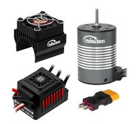 Hobby Fans Waterproof S3650 4300KV Brushless Motor 3.175mm Shaft with 60A Sensorless Brushless ESC Electric Speed Controller Combo Set and Heatsink for 1/10 Remote Control Car Truck, Red