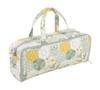 Hobby Gift Cotton Knitting Bag - Patchwork Bee, Zippered Compartment & Yarn Eyelet Perfect for Storing Yarn, Pins, and Knitting Projects 40cm Long, Compact & Portable 13 x 45 x 18cm