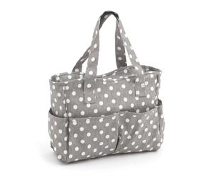 Hobby Gift Craft Bag Matt PVC: Grey Linen Polka Dot