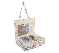 Hobby Gift Craft Project Bag - Classic Hobby Notions Soft Cotton Fabric with Zipper, Transparent Inserts, Projects, Materials, Elastic Loops, Large Compartment Yarn, Webbing Handles 26.5x10x34.5cm