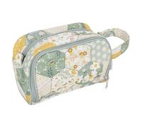 Hobby Gift Crochet Hook Case - Patchwork Bee Cotton Fabric with Elastic Loops, Short Handle, Eyelet for Yarn, Compact Storage for Hooks, Yarn & Crochet Projects 10x20x3cm