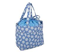 Hobby Gift Drawstring Craft Bag-100% Cotton Tote Bag Yarn Storage, Denim Daisies, 17 x 30 x 28cm