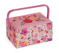 Hobby Gift Embroidered Floral Garden Pink Sewing Box 19 x 26 x 14.5cm