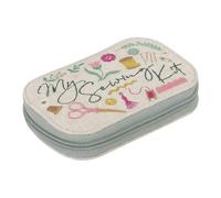 Hobby Gift Embroidered Sewing Kit - My Sewing, Zippered Case Complete with Seam Ripper, Scissors, Tape Measure, Thread, Needles & More, Crafting, Sewing 2.5x14x9cm, Spot Clean Only