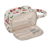 Hobby Gift Exclusive Crochet Bag 100% Soft Cotton, Zipped Crochet Hook Case, Yarn Eyelet, Yarn Holder, Crochet Bag, Cotton Handle, 21 x 24 x 10cm - Strawberries