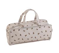 Hobby Gift Exclusive Knitting Bag 100% Soft Cotton, Zipped Knitting Pin Case, Yarn Eyelet, Yarn Holder, Crochet Bag, Double Handle, 13 x 45 x 18cm, Bees