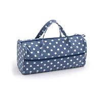 Hobby Gift Exclusive Knitting Bag Project Storage Travel Case Yarn Holder Crochet Bag 16.5 x 45 x 19.5cm, Denim Polka Dot