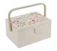 Hobby Gift Exclusive Medium Sewing Craft Hobby Storage Box, Accessories Tray Pin Cushion Pocket PVC Handle Embroidered Lid 18.5 x 25.5 x 14.5cm, My Sewing