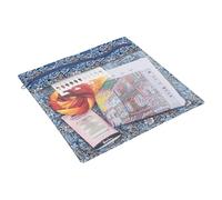 Hobby Gift Handy Project Pouch - Cotton Fabric with Classic Woodblock Floral Print, Zippered Transparent Front Pocket & Rear Storage Ideal for Needlecraft, Threads & Accessories 30x29.5cm