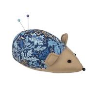 Hobby Gift Hedgehog Pincushion - Cotton Fabric with Classic Woodblock Floral Print, Arts & Crafts Inspired Sewing Novelty Tabletop Pin Holder 12 x 4.5 x 6cm