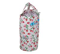 Hobby Gift Knitting Bag Drawstring-Yarn Storage Craft Project Tote-Accessory Hook Needle Pockets, Cotton, Natural Strawberries, 15 x 41 x 19.5cm