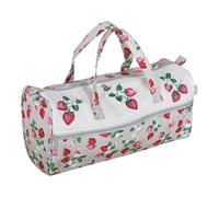 Hobby Gift Knitting Bag - Large Yarn Holder Wool Storage Bag - Zipper Compartment for Up to 40cm Knitting Needles, Crochet Hooks and Accessories - 16.5 x 45 x 19.5cm - Natural Strawberries