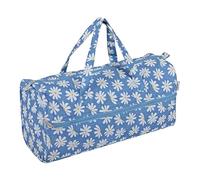 Hobby Gift Knitting Bag - Large Yarn Holder Wool Storage Bag - Zipper Compartment for Up to 40cm Knitting Needles, Crochet Hooks and Accessories - 16.5 x 45 x 19.5cm - Denim Daises