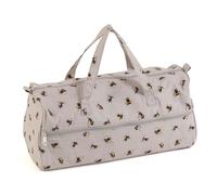 Hobby Gift Knitting Bag - Large Yarn Holder Wool Storage Bag - Zipper Compartment for Up to 40cm Knitting Needles, Crochet Hooks and Accessories - 16.5 x 45 x 19.5cm - Bees