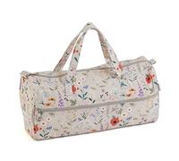 Hobby Gift Knitting Bag - Large Yarn Holder Wool Storage Bag - Zipper Compartment for Up to 40cm Knitting Needles, Crochet Hooks and Accessories - 16.5 x 45 x 19.5cm - Wildflowers