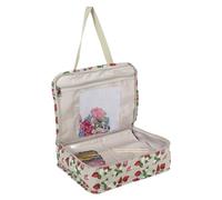 Hobby Gift Exclusive Project Case - Sewing & Yarn Storage, Craft & Knitting Bag for Classes & Travel, 3 Plastic Pocket Inserts for Accessories & Organising - 100% Cotton 34 x 28 x 12cm - Strawberries