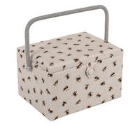 Hobby Gift Large Sewing Box - Fabric Covered Storage Box With Tray 31 X 23.5 X 20Cm