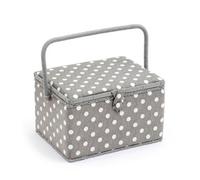 Hobby Gift Sewing Box MRL 8 – Large, Cotton Blend, Grey Linen Dot, 23.5 x 31 x 20 cm