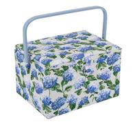 Hobby Gift Large Sewing Box Organiser with Handle - Cotton Basket Sewing Storage Box, Craft Storage Boxes with Compartments for Tools & Accessories - 23.5 x 31 x 20cm, Hydrangea
