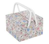 Hobby Gift Large Sewing Box Organiser Twin Lid with Handle - Cotton Basket Sewing Storage Box, Craft Storage Boxes with Compartments for Tools & Accessories - 25 x 25 x 17cm, Haby Notions