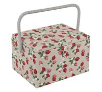 Hobby Gift Exclusive Large Sewing Craft Hobby Storage Box, Accessories Tray Pin Cushion Pocket PVC Handle 23.5 x 31 x 20cm, Strawberries