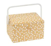 Hobby Gift Exclusive Large Sewing Craft Hobby Storage Box, Accessories Tray Pin Cushion Pocket PVC Handle 23.5 x 31 x 20cm, Ochre Spot