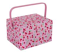 Hobby Gift Large Sewing Box Organiser with Handle - Sewing Storage Box, Craft Storage Boxes with Compartments for Tools and Accessories - 23.5 x 31 x 20cm, Cherry