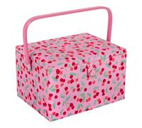 Hobby Gift Large Sewing Box Organiser with Handle - Sewing Storage Box, Craft Storage Boxes with Compartments for Tools and Accessories - 23.5 x 31 x 20cm, Cherry