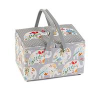 Hobby Gift Large Twin Lid Sewing Craft Storage Box, 30.5 x 21 x 19.5cm,Elephants