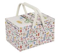 Hobby Gift Large Twin Lid Sewing Craft Storage Box, Appliqué, Embroidered, Haby Notions