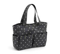 Hobby Gift Medium Knitting Bag - Travel Tote Craft Bags with Compartments, Crochet Bag Organiser for Cross Stitch, Yarn, Embroidery, School Crafting - 13 x 34.5 x 29cm, Charcoal Polka Dot